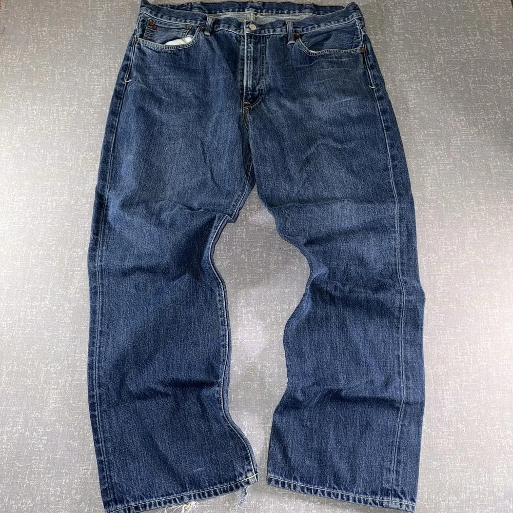 Polo Ralph Lauren Vintage 67 Jeans Mens 38x30 Blue Relaxed Straight Distressed